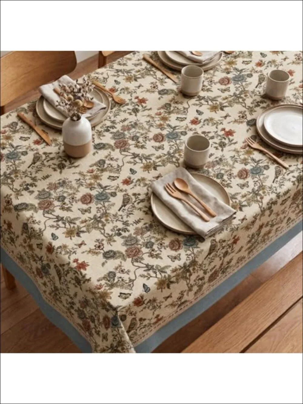 Faux Linen Tablecloth 60x84 Rectangular Fits 36x60 to 48x72 Boho Dining